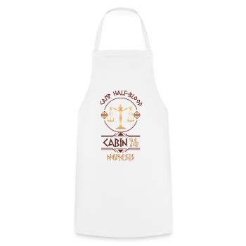 Cabin #16 in Camp Half Blood, Child of Nemesis - Cooking Apron - white - Front - AI Model Male 185 dark (185cm)