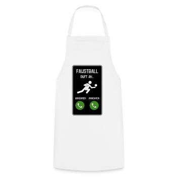 Faustball ruft an - Kochschürze - Weiß - Vorne - AI Model Male 185 dark (185cm)