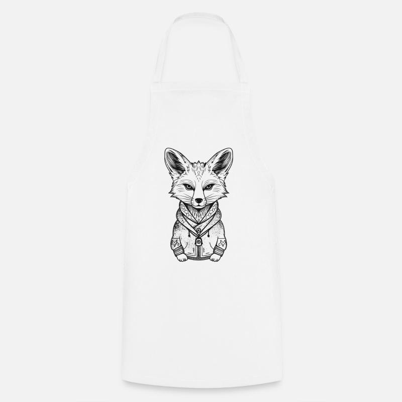 Renard avec illustration de sweat à capuche - Tablier de cuisine - blanc