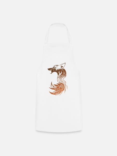 Oranger Tribal Fantasy Fuchs - Kochschürze - Weiß