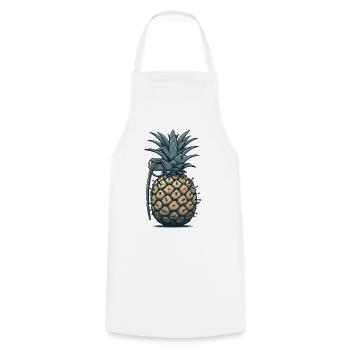Pineapple Grenade Ring Attachments - Cooking Apron - white - Front - AI Model Male 185 dark (185cm)