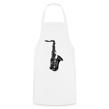 Saxophone Drawing - Cooking Apron - white - Front - AI Model Male 185 dark (185cm)