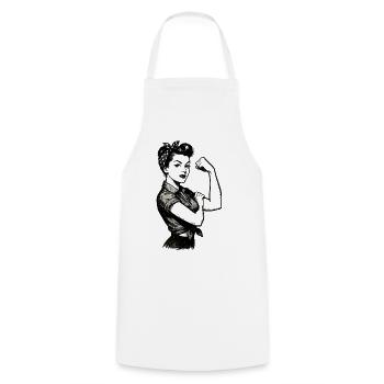 Strength Strong Woman Rockabilly Style Gift - Cooking Apron - white - Front - AI Model Male 185 dark (185cm)