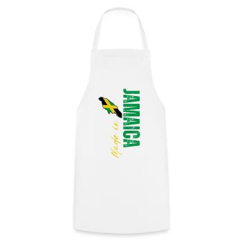 Made in Jamaica, vertical design - Cooking Apron - white - Front - AI Model Male 185 dark (185cm)