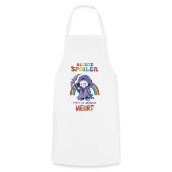 Spoiler alert, everyone dies Humor Cinema - Cooking Apron - white - Front - AI Model Male 185 dark (185cm)