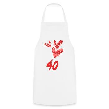 40. 40 YEARS. 40th ANNIVERSARY. 40 YEARS ANNIVERSARY. - Cooking Apron - white - Front - AI Model Male 185 dark (185cm)