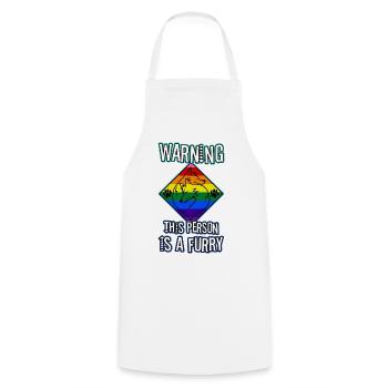 Warning This Person Is A Furry - Cooking Apron - white - Front - AI Model Male 185 dark (185cm)