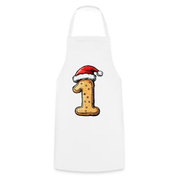 1 Numéro Biscuit Noël - Tablier de cuisine - blanc - Devant - AI Model Male 185 dark (185cm)