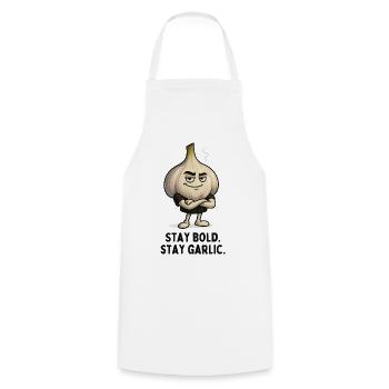 Knoblauch Bleib Stark Karikatur  - Kochschürze - Weiß - Vorne - AI Model Male 185 dark (185cm)