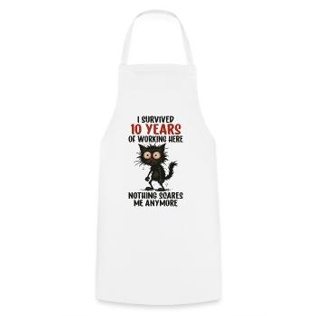10 Year Company Anniversary Service Anniversary Work - Cooking Apron - white - Front - AI Model Male 185 dark (185cm)