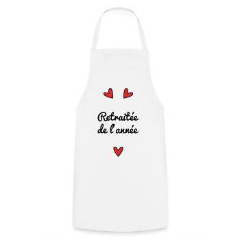 RETRAITEE. RETRAITE. BONNE RETRAITE - Tablier de cuisine - blanc - Devant - AI Model Male 185 dark (185cm)