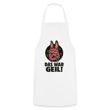 Pinker Hase Graffiti: Das War Geil - Kochschürze - Weiß - Vorne - AI Model Male 185 dark (185cm)