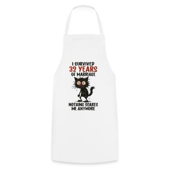 32e anniversaire de mariage cadeau mari mari mari épouse - Tablier de cuisine - blanc - Devant - AI Model Male 185 dark (185cm)