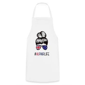 Australien Au Pair Australia Work and Travel - Cooking Apron - white - Front - AI Model Male 185 dark (185cm)
