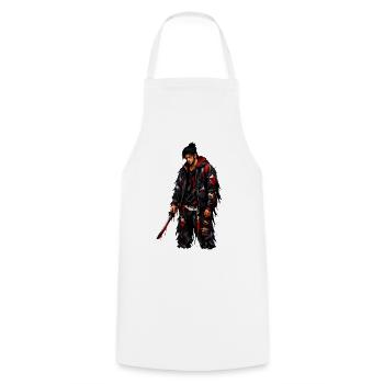 Pelage déchiré de guerrier dystopique - Tablier de cuisine - blanc - Devant - AI Model Male 185 dark (185cm)