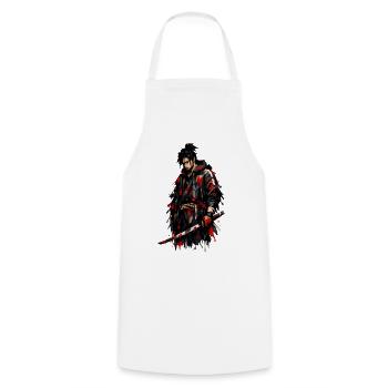 Red Shadow Samurai - Cooking Apron - white - Front - AI Model Male 185 dark (185cm)