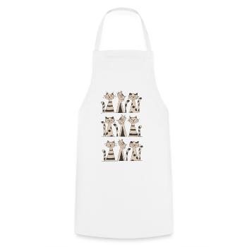 9 Cat Life - Cooking Apron - white - Front - AI Model Male 185 dark (185cm)