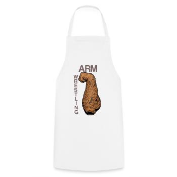 Arm Wrestling Vintage Kraftarm - Cooking Apron - white - Front - AI Model Male 185 dark (185cm)
