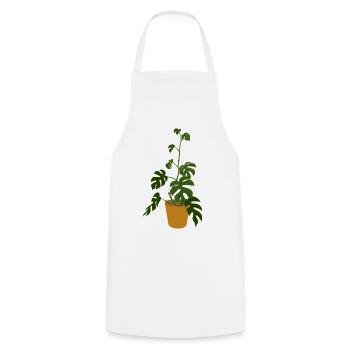 Monstera Deliciosa - Kochschürze - Weiß - Vorne - AI Model Male 185 dark (185cm)