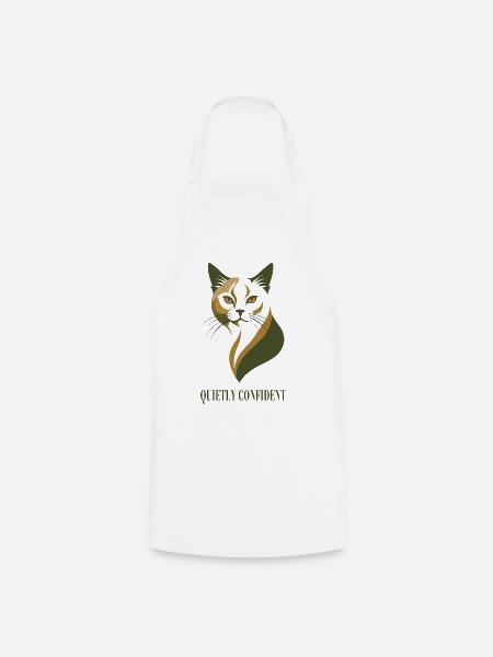 Quietly Confident – Selbstbewusste Katze - Kochschürze - Weiß