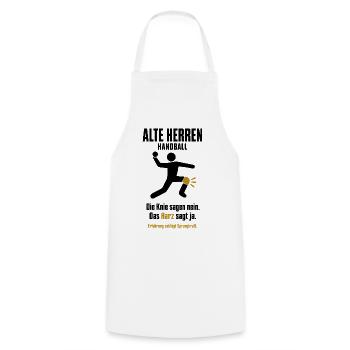 Alte Herren Handball – Die Knie sagen nein - Kochschürze - Weiß - Vorne - AI Model Male 185 dark (185cm)