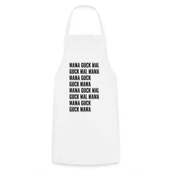 Guck Mal Mama - Kochschürze - Weiß - Vorne - AI Model Male 185 dark (185cm)