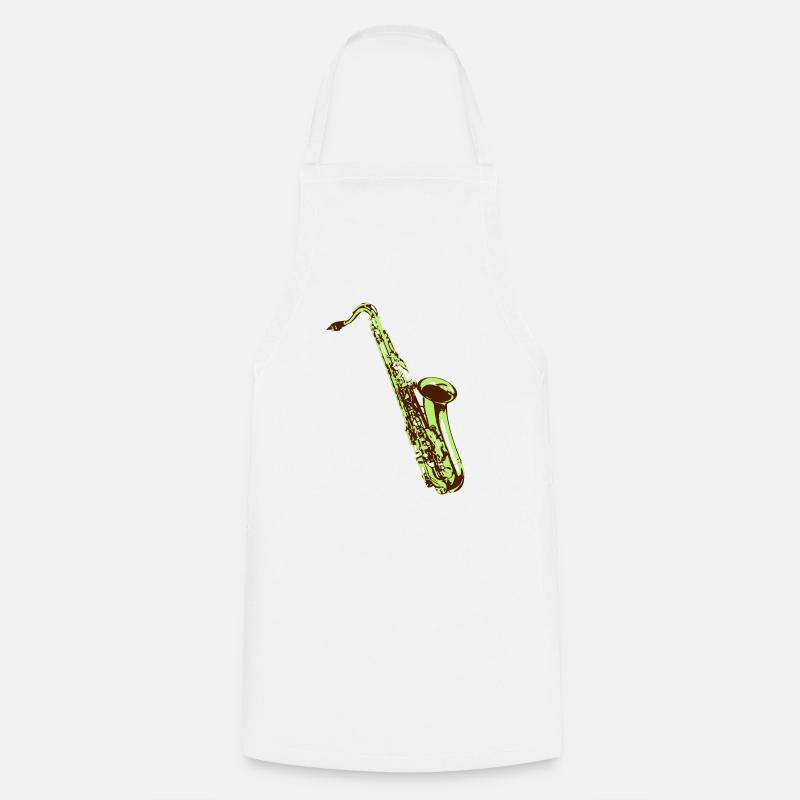 saxophone - Tablier de cuisine - blanc