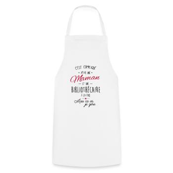 maman et Bibliothécaire - Tablier de cuisine - blanc - Devant - AI Model Male 185 dark (185cm)