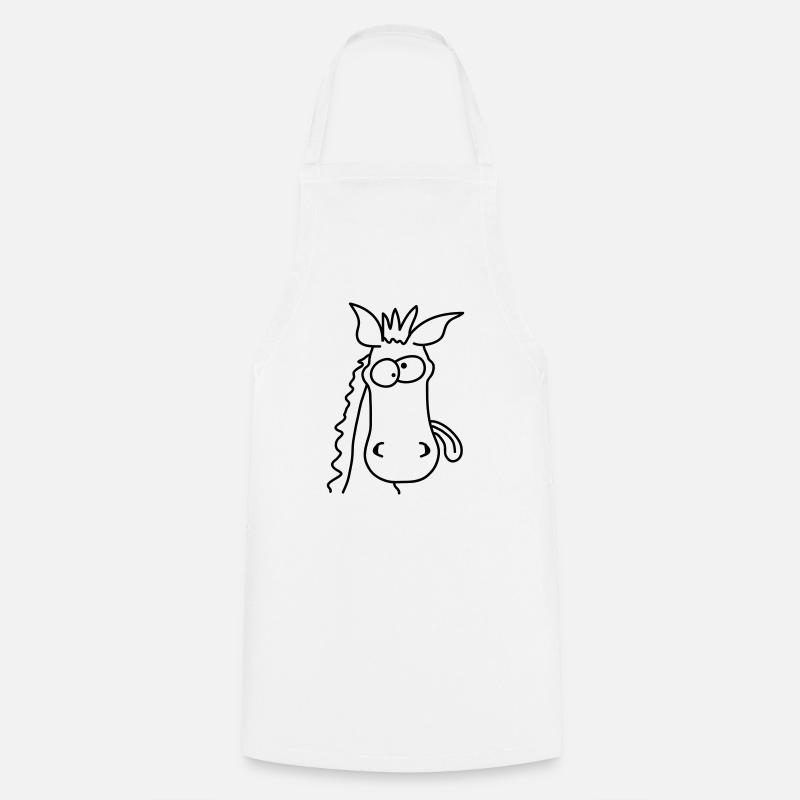 Funny Crazy Comic Horse - Tablier de cuisine - blanc