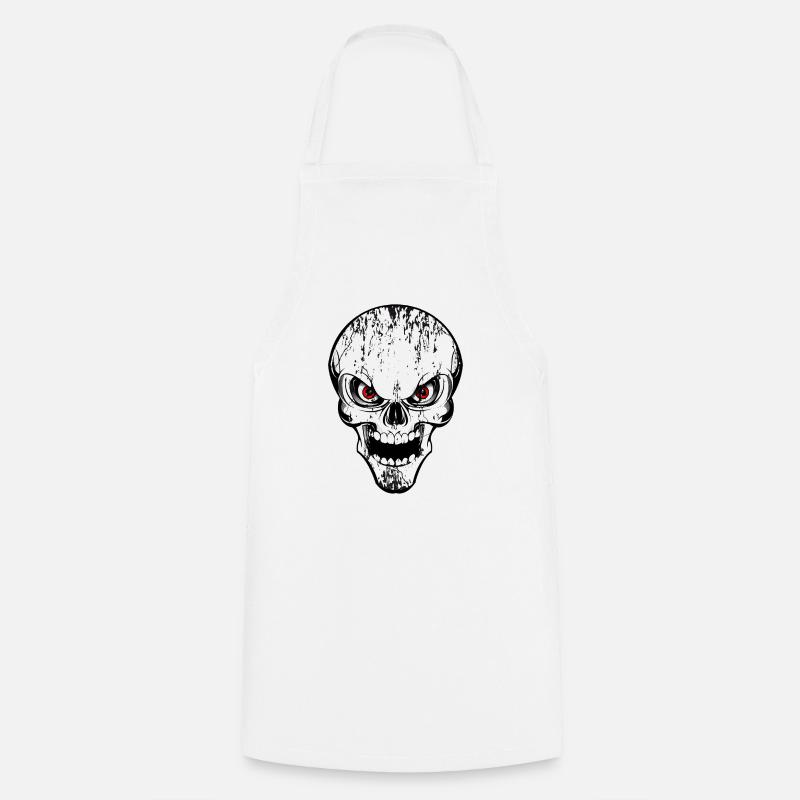 skull grunge style - Cooking Apron - white
