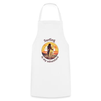 Le surf est ma fille de surf d’aventure - Tablier de cuisine - blanc - Devant - AI Model Male 185 dark (185cm)