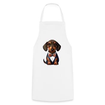 Dachshund Hunde mit Anzug Hund Dackelwelpe - Kochschürze - Weiß - Vorne - AI Model Male 185 dark (185cm)
