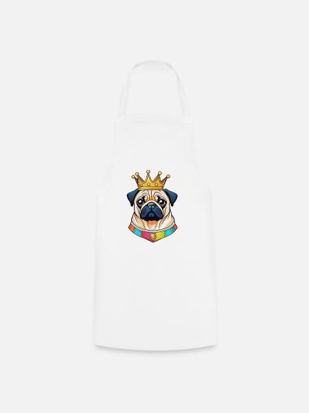 "Gekrönte Häupter" - Mops - Kochschürze - Weiß