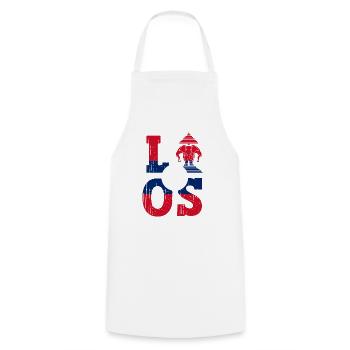 Laos Lao Laotian Flag Elephant Lao I Gift - Cooking Apron - white - Front - AI Model Male 185 dark (185cm)