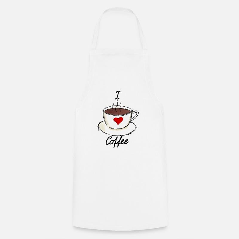 I Love Coffee Ich liebe Kaffee - Tablier de cuisine - blanc