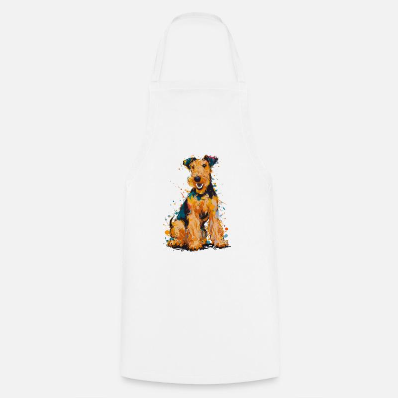 Airedale Terrier - Kochschürze - Weiß
