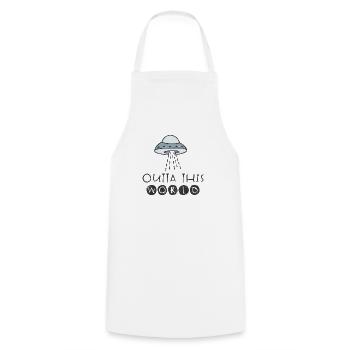 UFO SCIFI UFOS ALIENS WORLDS ALIEN SPACE MOTIF - Cooking Apron - white - Front - AI Model Male 185 dark (185cm)