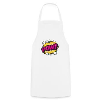 POW COMIC COMICSTYLE CARTOON COMICS CARTOONS MOTIV - Kochschürze - Weiß - Vorne - AI Model Male 185 dark (185cm)
