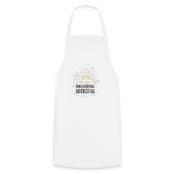 EDUCATION ROCKER TEACHER ROCK TEACHER STAR GIFT - Cooking Apron - white - Front - AI Model Male 185 dark (185cm)