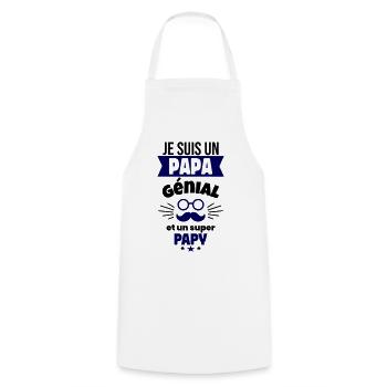 Je suis un papa génial et un super papy - Tablier de cuisine - blanc - Devant - AI Model Male 185 dark (185cm)