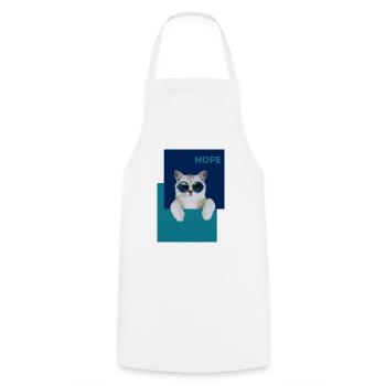 Katze Nope - Kochschürze - Weiß - Vorne - AI Model Male 185 dark (185cm)