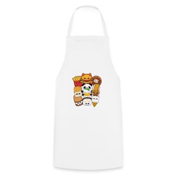 moodrush Design Kawaii Cat Fast Food Print - Cooking Apron - white - Front - AI Model Male 185 dark (185cm)