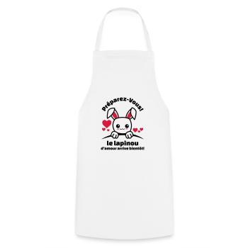 préparez-vous le lapinou d'amour arrive bientôt - Tablier de cuisine - blanc - Devant - AI Model Male 185 dark (185cm)
