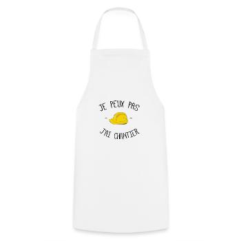 Je peux pas j'ai chantier - Tablier de cuisine - blanc - Devant - AI Model Male 185 dark (185cm)
