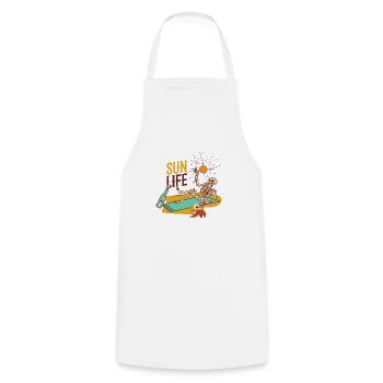 Squelette plage - Tablier de cuisine - blanc - Devant - AI Model Male 185 dark (185cm)