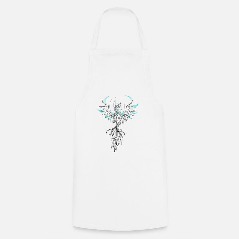 Phénix sketch turquoise - Tablier de cuisine - blanc