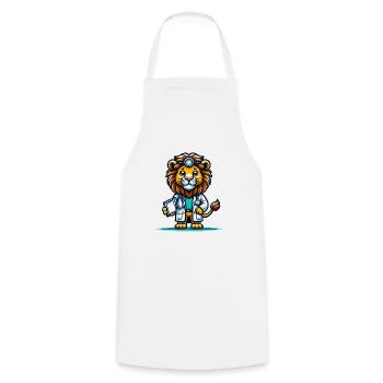 Cute Lion Doctor - Cooking Apron - white - Front - AI Model Male 185 dark (185cm)