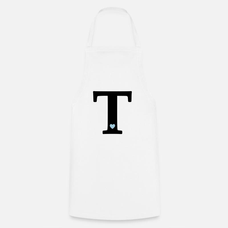 Letter T Initial Letter - Cooking Apron - white