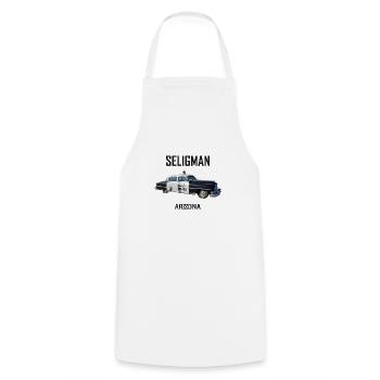 Old car in Seligman in Arizona, US Road 66 - Cooking Apron - white - Front - AI Model Male 185 dark (185cm)