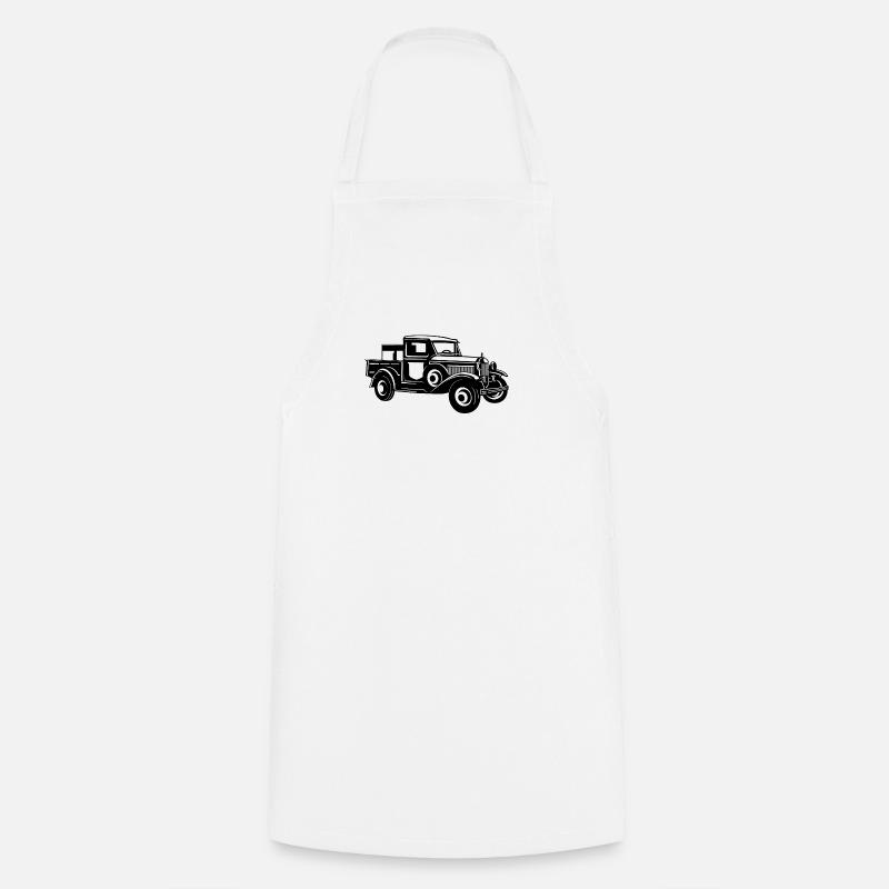 Pickup Oldtimer Truck 01_black - Cooking Apron - white
